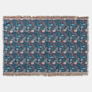 Boho Navy Rost Federstamm abstrakt Print Decke