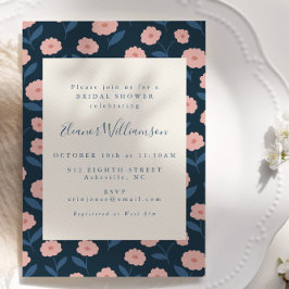 Boho Navy und Rosa Blume Brautparty Einladung
