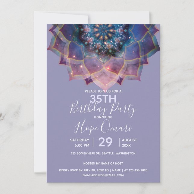 Boho Nebula Blüte | Mandala-Design Einladung (Vorderseite)