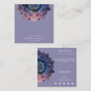 Boho Nebula Blüte   Mandala-Design Quadratische Visitenkarte