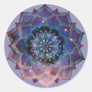 Boho Nebula Blüte Mandala-Design Runder Aufkleber