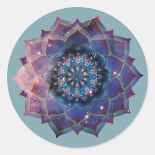 Boho Nebula Blüte Mandala-Design Runder Aufkleber