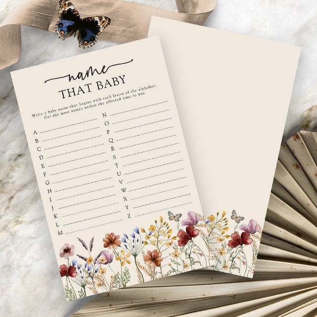 Boho nennt das Baby Game (Boho Floral Name That Baby Game Card by Painted Paperie
)