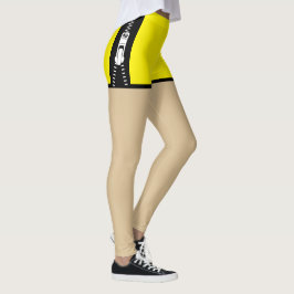 Boho neon Yellow Einzigartiges Fake Shorts Design Leggings