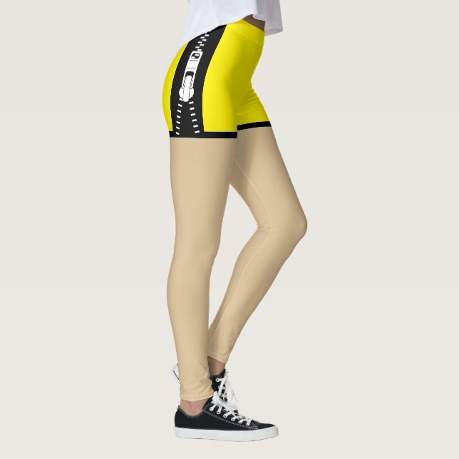 Boho neon Yellow Einzigartiges Fake Shorts Design Leggings (Rechts)