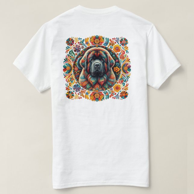 Boho-Neufundländer-Emblem T-Shirt (Design Rückseite)