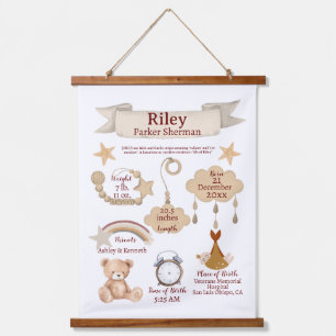 BOHO Neugeborene Geburtsstaaten Geschlecht neutral Wandteppich Mit Holzrahmen