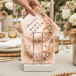 Boho Neutral A Baby Is Brewing Baby Shower Serviette