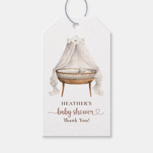 Boho Neutral Baby Dusche Danke, Geschenk Tag Geschenkanhänger (Vorderseite)