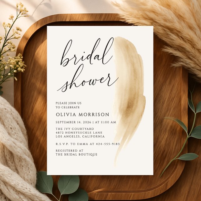 Boho Neutral Beige Watercolor Bridal Shower Einladung (Von Creator hochgeladen)