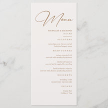 Boho Neutral Champagne Wedding Menu