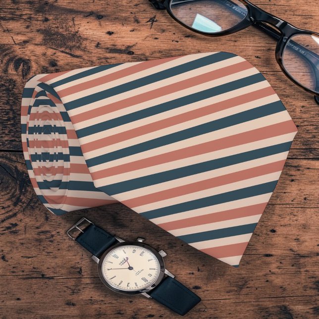 Boho Neutral Colored Stripes Necktie Krawatte (Von Creator hochgeladen)