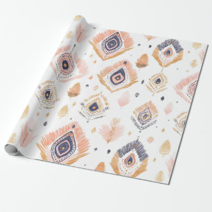 Boho Neutral Feather Geschenkpapier