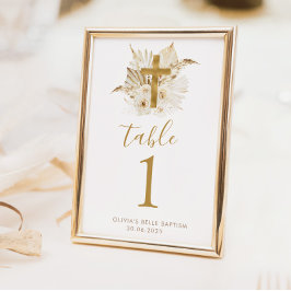 Boho Neutral Floral Taufen Tischnummern