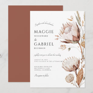 Boho Neutral Floral Wedding Einladung