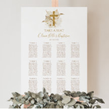 Boho Neutral Gold Taufen Seating Chart Sign