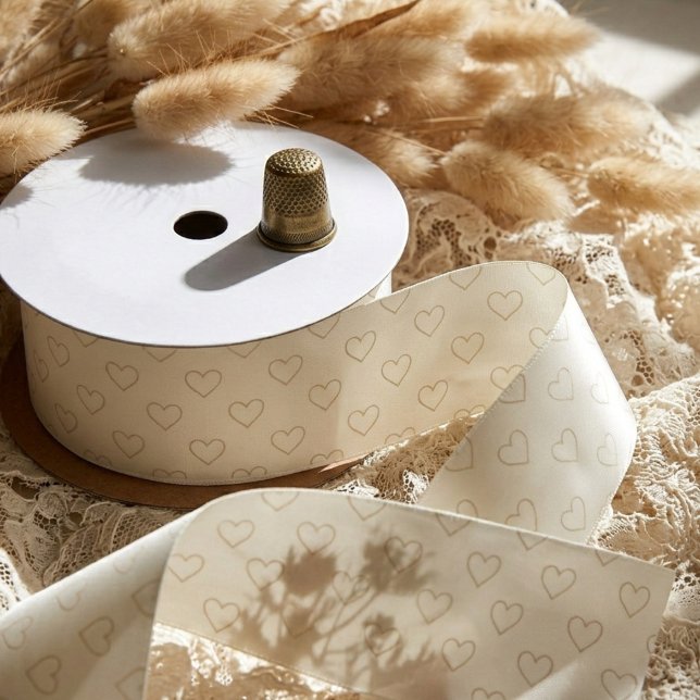 Boho Neutral Heart Satinband (boho neutral heart satin ribbon)
