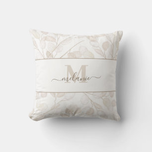 Boho Neutral Lunaria Monogram Kissen