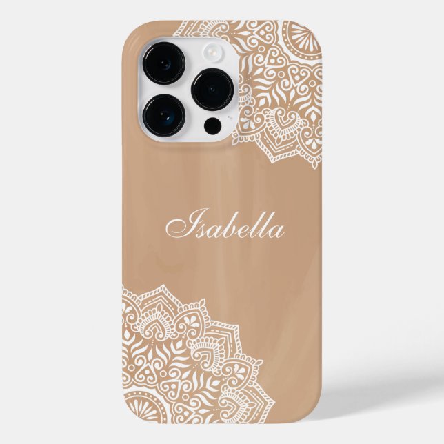 Boho Neutral Mandala Individuelle Name Case-Mate iPhone Hülle (Rückseite)