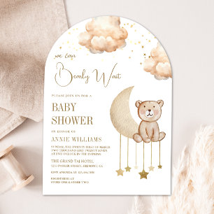 Boho Neutral Moon Teddy Bear Arch Babydusche Einladung