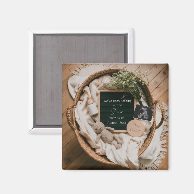 Boho Neutral Pregnancy Announcement keepsake  Magnet (Vorderseite/Rückseite)