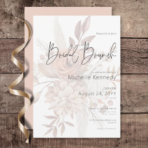 Boho Neutral Soft Floral Bouquet Bridal Brunch Einladung
