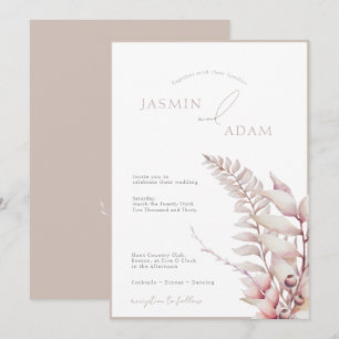 Boho Neutral Soft Pink Simple Wedding Einladung