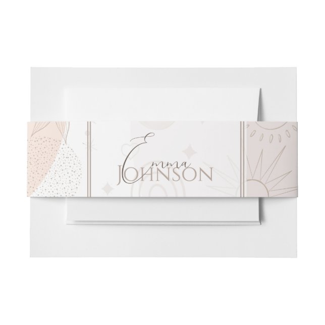 Boho Neutral Space Doodles Ästhetisches Design Einladungsbanderole (Vorderseite Beispiel)