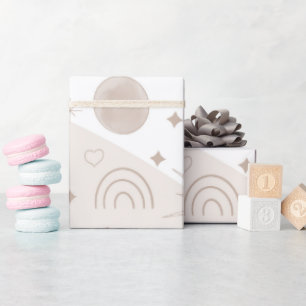 Boho Neutral Space Doodles Ästhetisches Design Geschenkpapier