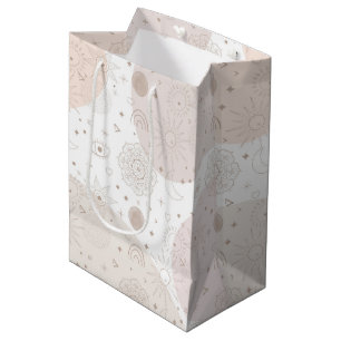 Boho Neutral Space Doodles Ästhetisches Design Mittlere Geschenktüte