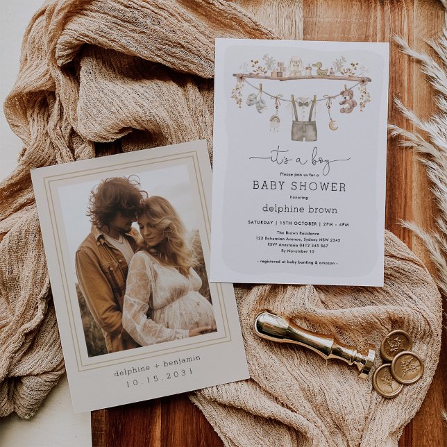 Boho Neutral Tone Baby Dusche Einladung (Von Creator hochgeladen)