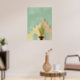Boho Neutral und Aquamarine Abstrakte Illustration Poster (Living Room 3)