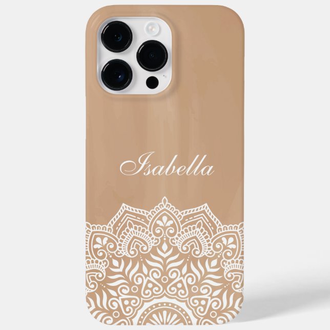 Boho Neutral und White Mandala Individuelle Name Case-Mate iPhone Hülle (Rückseite)