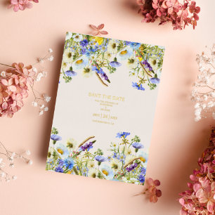 Boho Neutral Water Wildblume Wedding Foil I Folieneinladung