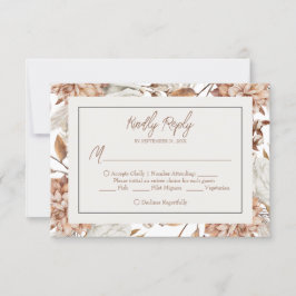 Boho Neutral Watercolor Pampas Wedding RSVP Card