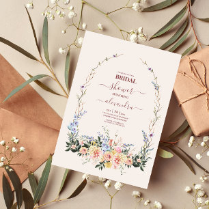 Boho Neutral Watercolor Wildblume Brautparty Einladung