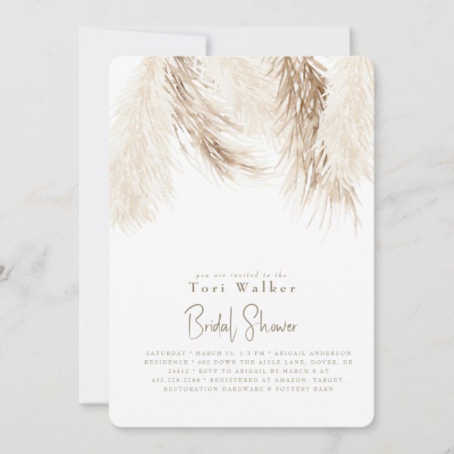 Boho Neutral White Brautparty Einladung (Vorderseite)
