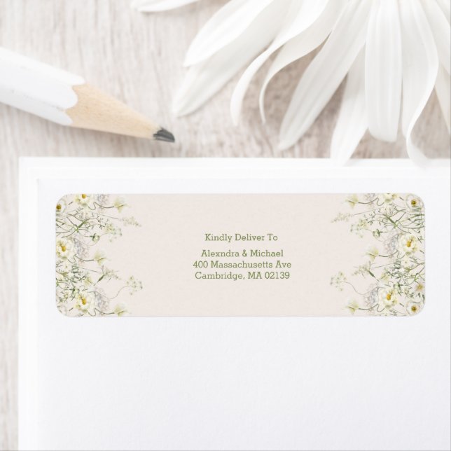 Boho Neutral White Watercolor Wildblume Hochzeit (Insitu)
