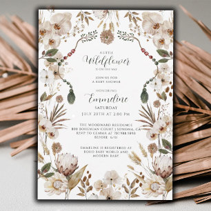 Boho Neutral Wildblume Babydusche Einladung