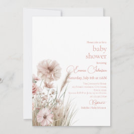 Boho Neutral Wildflower Baby Shower Invitation Einladung