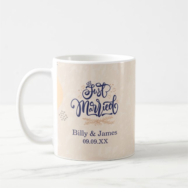 Boho Neutrale Ästhetik Hochzeit Kaffeetasse  (Links)