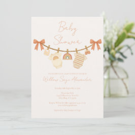 Boho-Neutrale Baby-Party mit Wäscheleine Einladung