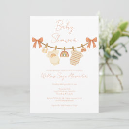 Boho-Neutrale Baby-Party mit Wäscheleine Einladung