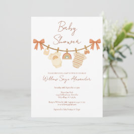 Boho neutrale Clothesline-Baby-Party Einladung