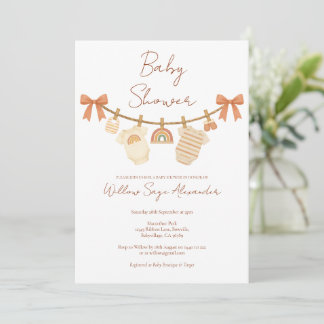 Boho neutrale Clothesline-Baby-Party Einladung