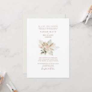 Boho neutrale elegante Hochzeit mit Blumen Einladung