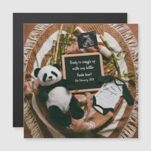 Boho-Neutrale Panda-Schwangerschaftsankündigung Magnetkarte