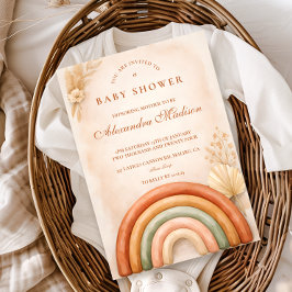 Boho-Neutrale Rainbow-Baby-Party Einladung