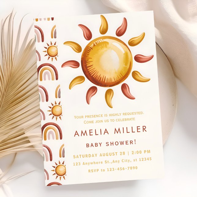 Boho Neutrale Regenbogen-Babyparty Einladung (Von Creator hochgeladen)