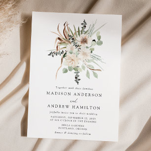 Boho-neutrale tropische Blume Hochzeit Einladung